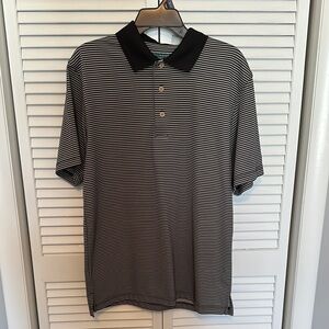 Black and White Striped Polo Shirt